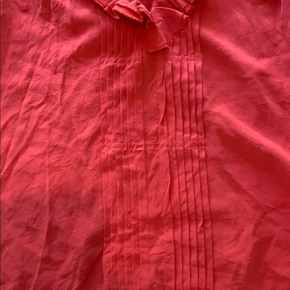 Joie salmon silk blouse ruffle large - Picture 4 of 6